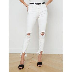 L'AGENCE High Line Jeans Size 25 Womens Blanc Destruct $435